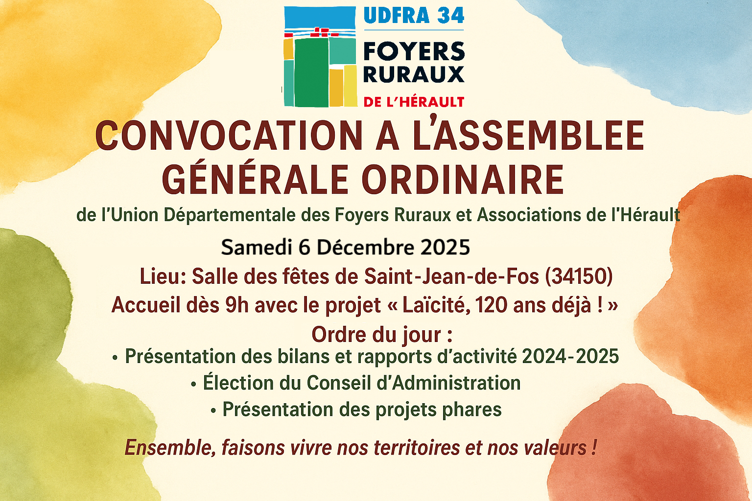🏡 Assemblée Générale Ordinaire de l’ UDFRA 34